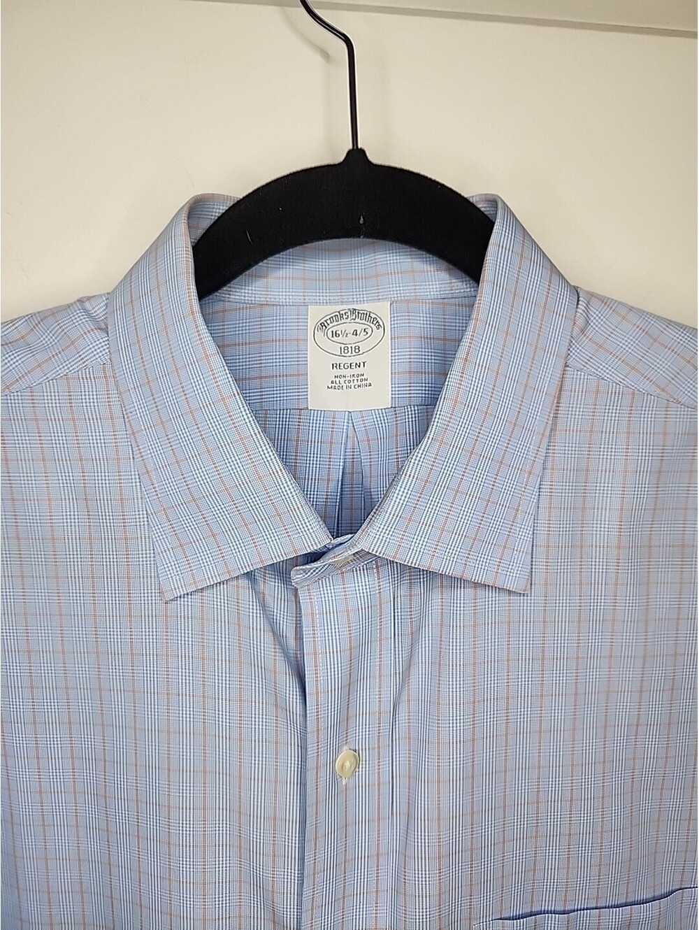 Brooks Brothers Regent Fit Non Iron Mens Dress Shirt Size 16.5 - 4/5 Blue Check